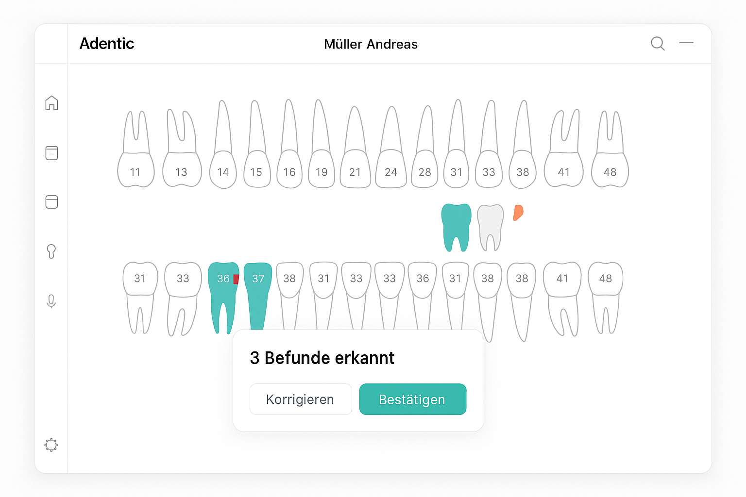 Adentic Sprachbefundung Zahnschema